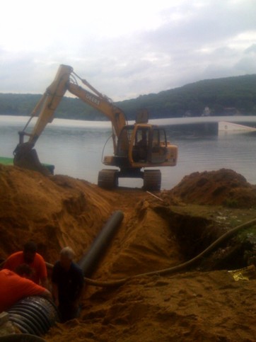 Brian Johnson and his crew at work opposite PJ's